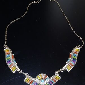 Vibrant Zuni Multicolor Sterling Silver Necklace